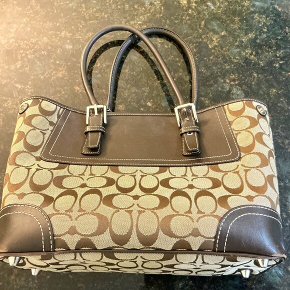 Coach Brown and Tan Tote Bag - Picture 1 of 7